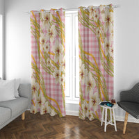 Akala Hamele Palaka Plumeria Window Curtain Puakenikeni and Maile Lei