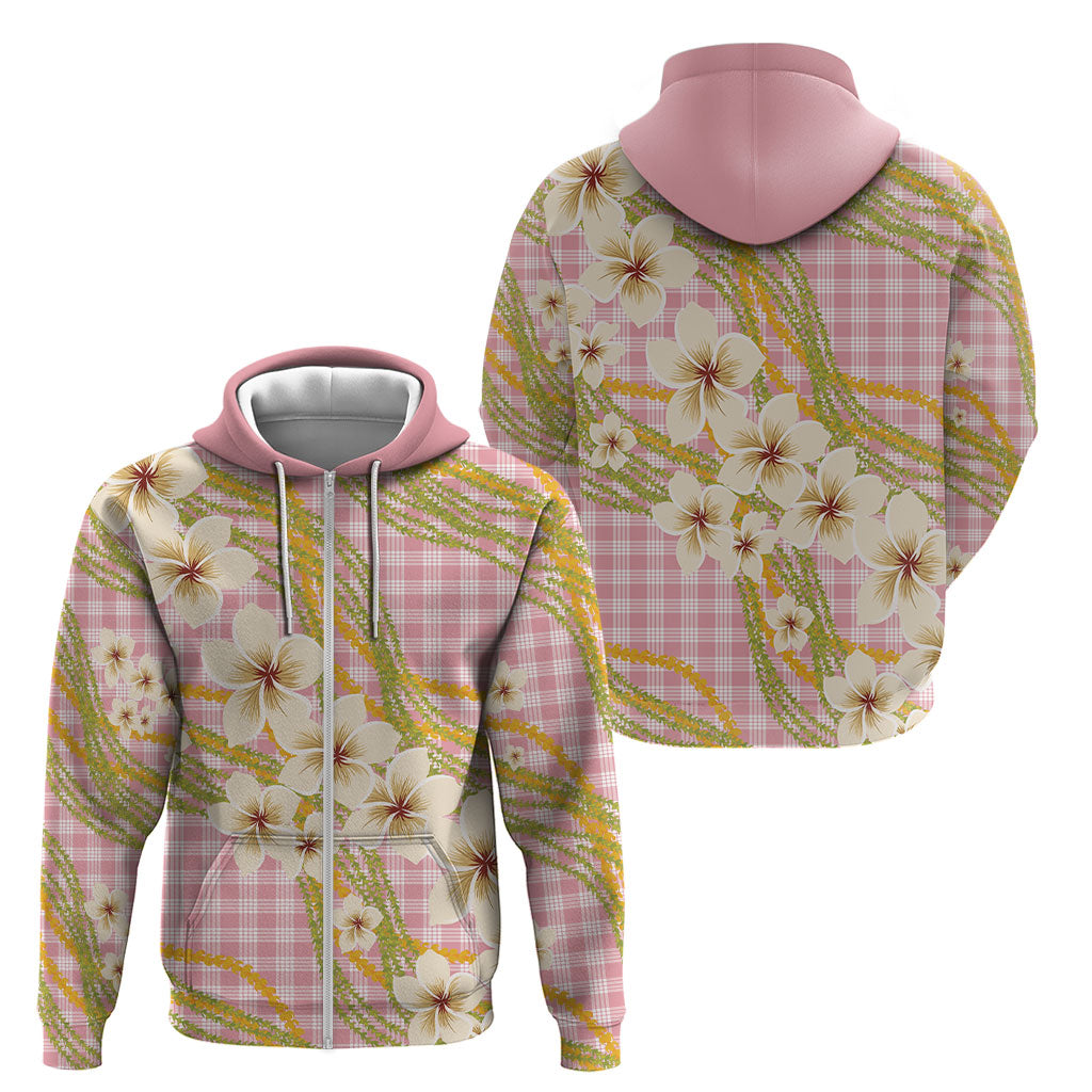 Akala Hamele Palaka Plumeria Zip Hoodie Puakenikeni and Maile Lei