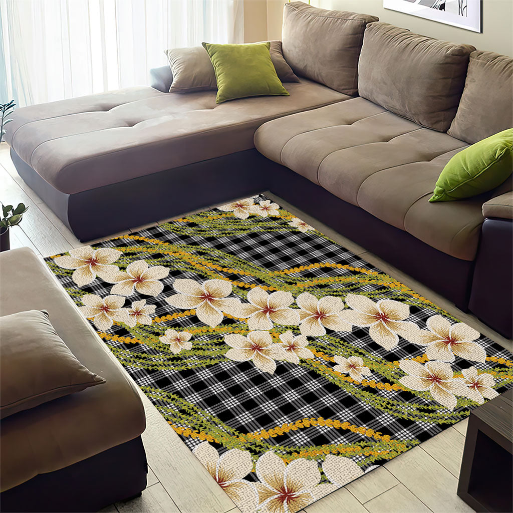 Ele'ele Hawai'i Palaka Plumeria Area Rug Puakenikeni and Maile Lei