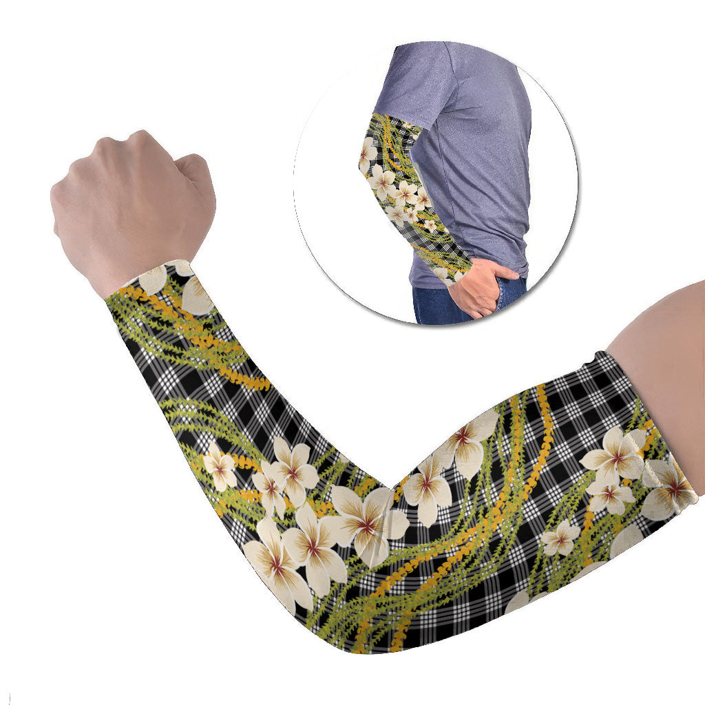 Ele'ele Hawai'i Palaka Plumeria Arm Sleeves Puakenikeni and Maile Lei