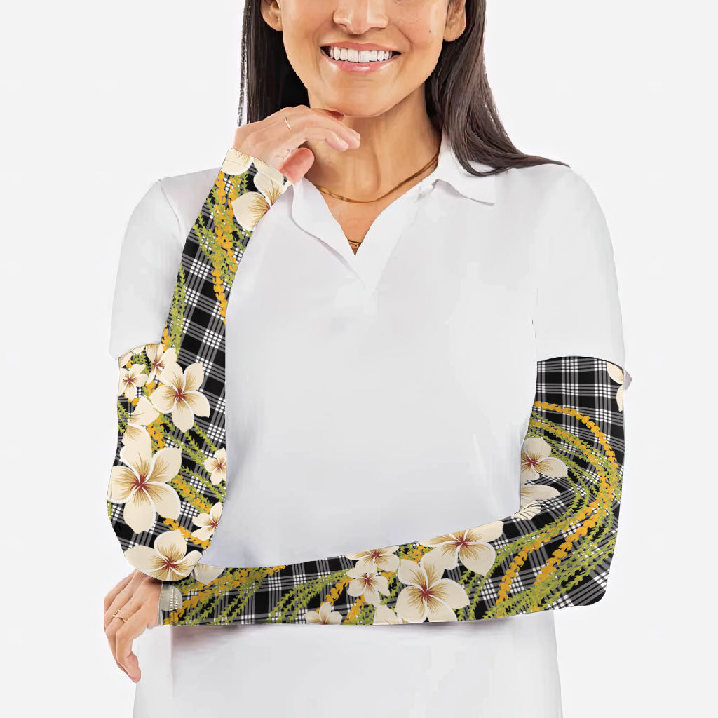 Ele'ele Hawai'i Palaka Plumeria Arm Sleeves Puakenikeni and Maile Lei