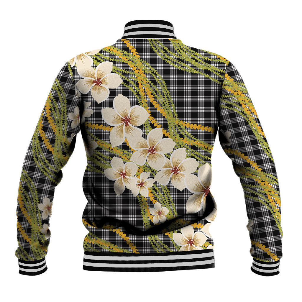 Ele'ele Hawai'i Palaka Plumeria Baseball Jacket Puakenikeni and Maile Lei