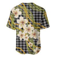 Ele'ele Hawai'i Palaka Plumeria Baseball Jersey Puakenikeni and Maile Lei