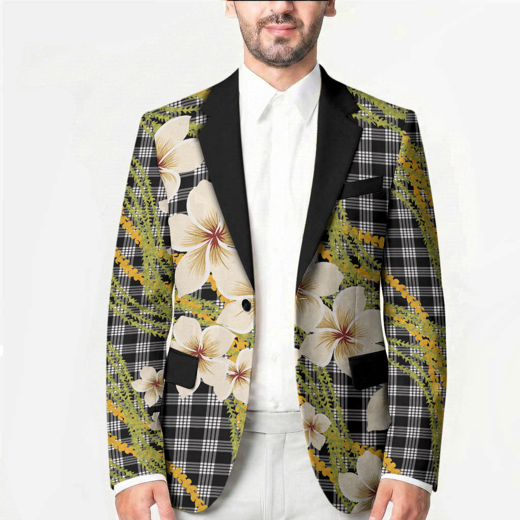 Ele'ele Hawai'i Palaka Plumeria Blazer Puakenikeni and Maile Lei