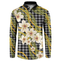 Ele'ele Hawai'i Palaka Plumeria Button Sweatshirt Puakenikeni and Maile Lei