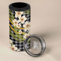 Ele'ele Hawai'i Palaka Plumeria 4 in 1 Can Cooler Tumbler Puakenikeni and Maile Lei