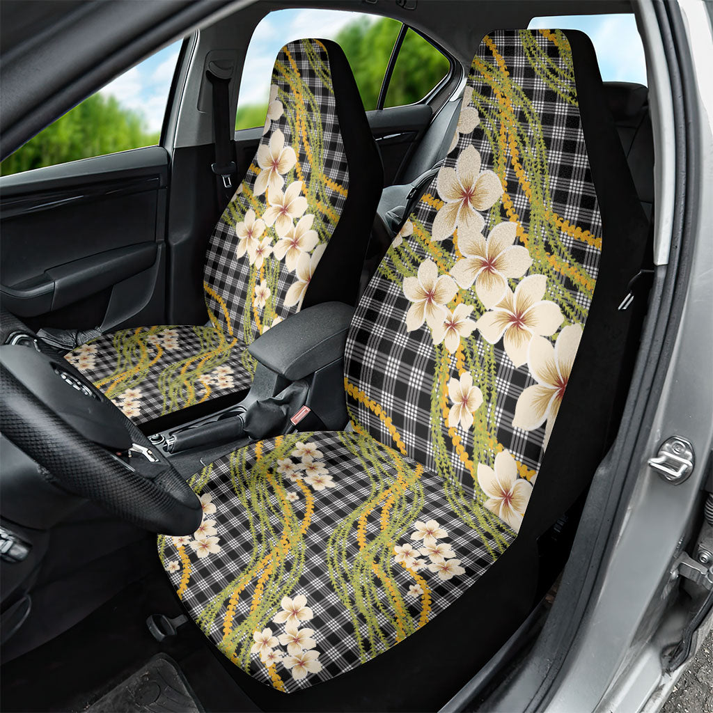 Ele'ele Hawai'i Palaka Plumeria Car Seat Cover Puakenikeni and Maile Lei