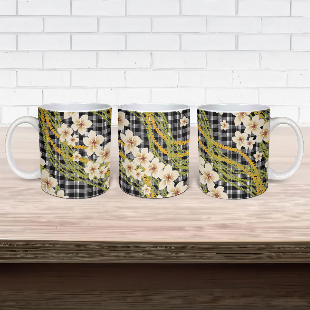 Ele'ele Hawai'i Palaka Plumeria Ceramic Mug Puakenikeni and Maile Lei