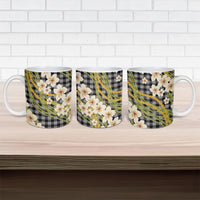 Ele'ele Hawai'i Palaka Plumeria Ceramic Mug Puakenikeni and Maile Lei