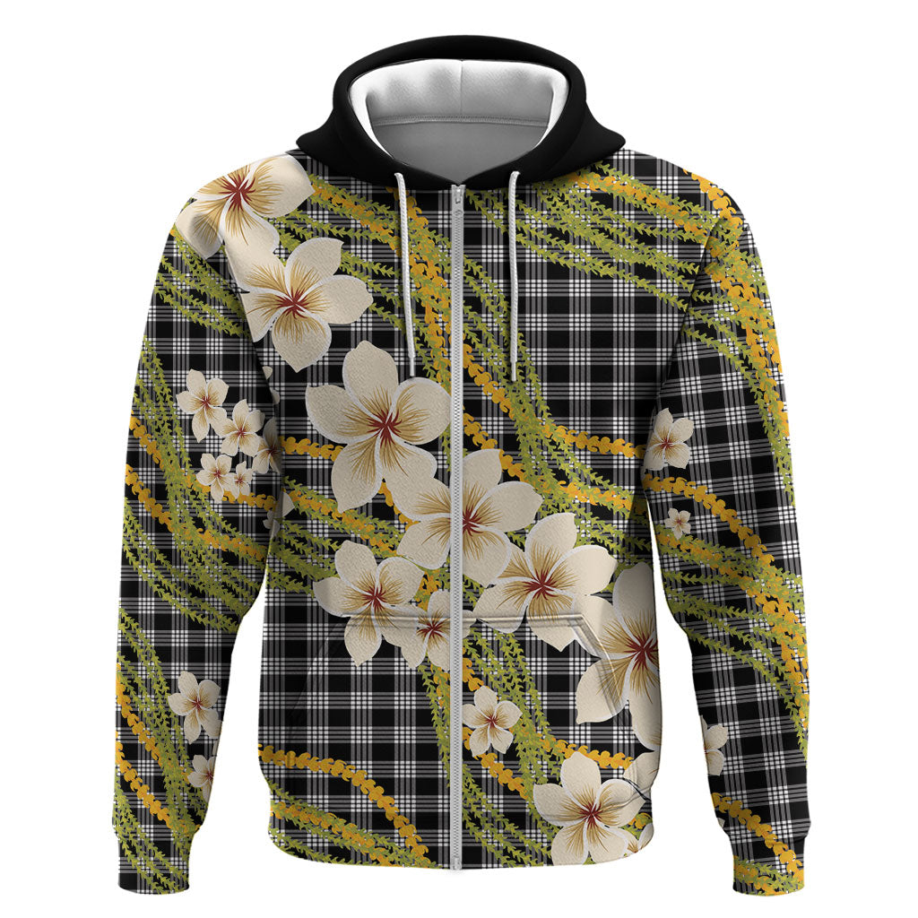 Ele'ele Hawai'i Palaka Plumeria Hoodie Puakenikeni and Maile Lei