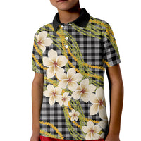 Ele'ele Hawai'i Palaka Plumeria Kid Polo Shirt Puakenikeni and Maile Lei