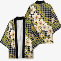 Ele'ele Hawai'i Palaka Plumeria Kimono Puakenikeni and Maile Lei