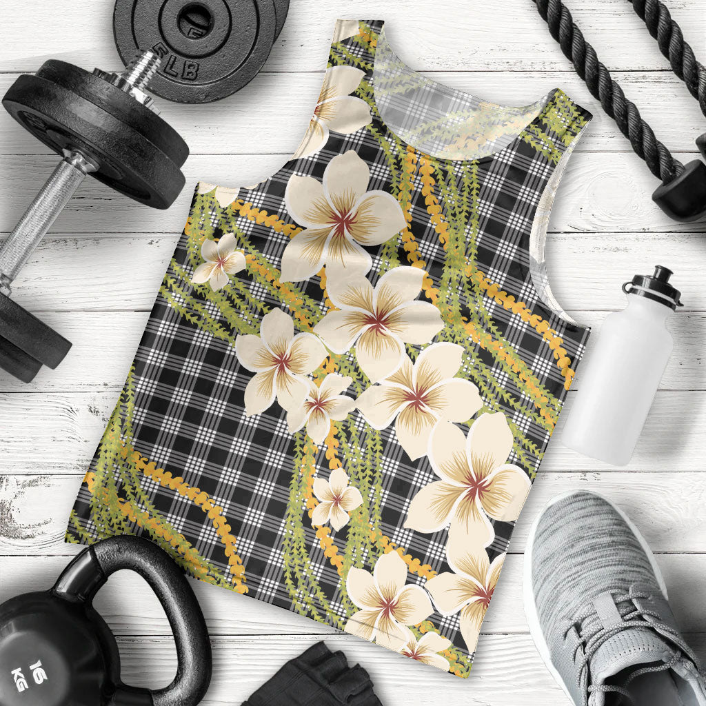 Ele'ele Hawai'i Palaka Plumeria Men Tank Top Puakenikeni and Maile Lei