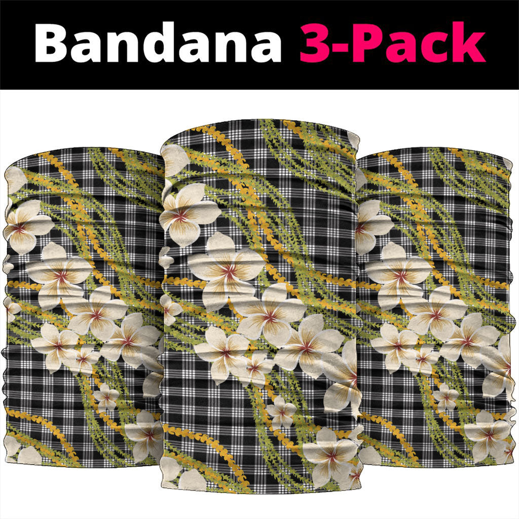 Ele'ele Hawai'i Palaka Plumeria Neck Gaiter Puakenikeni and Maile Lei