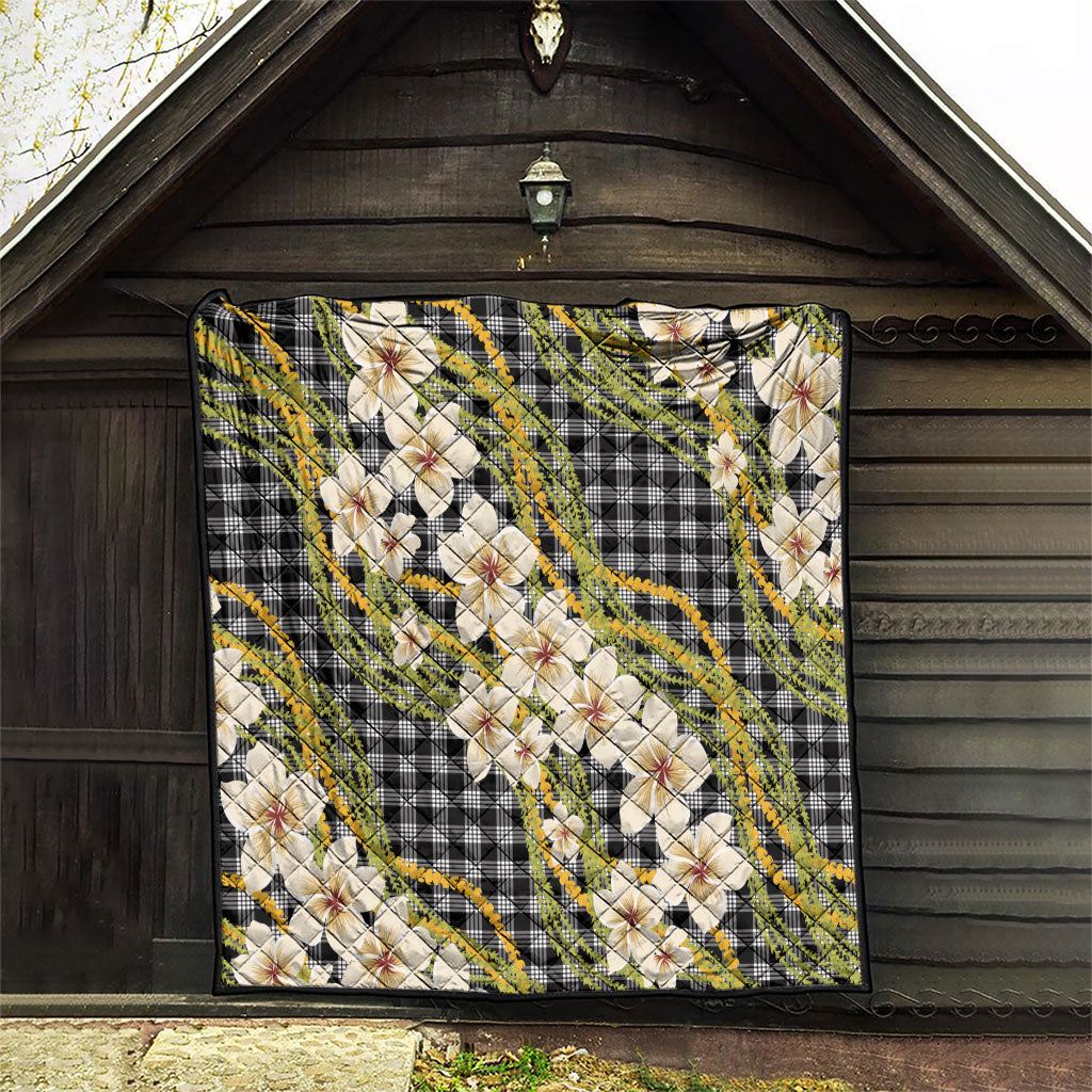 Ele'ele Hawai'i Palaka Plumeria Quilt Puakenikeni and Maile Lei