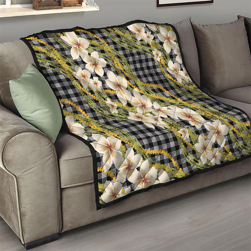 Ele'ele Hawai'i Palaka Plumeria Quilt Puakenikeni and Maile Lei