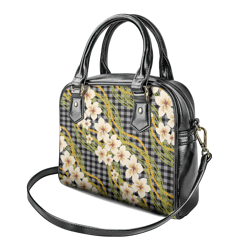 Ele'ele Hawai'i Palaka Plumeria Shoulder Handbag Puakenikeni and Maile Lei
