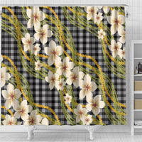 Ele'ele Hawai'i Palaka Plumeria Shower Curtain Puakenikeni and Maile Lei
