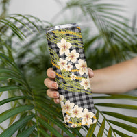 Ele'ele Hawai'i Palaka Plumeria Skinny Tumbler Puakenikeni and Maile Lei