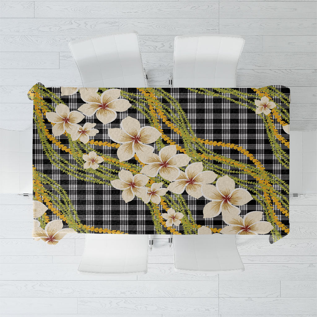 Ele'ele Hawai'i Palaka Plumeria Tablecloth Puakenikeni and Maile Lei