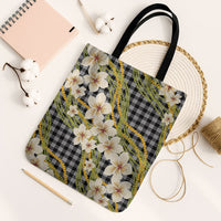 Ele'ele Hawai'i Palaka Plumeria Tote Bag Puakenikeni and Maile Lei