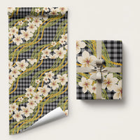 Ele'ele Hawai'i Palaka Plumeria Wrapping Paper Puakenikeni and Maile Lei