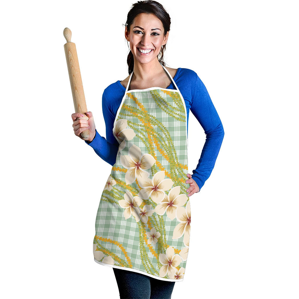 Liko Kukui Hawai'i Palaka Plumeria Apron Puakenikeni and Maile Lei