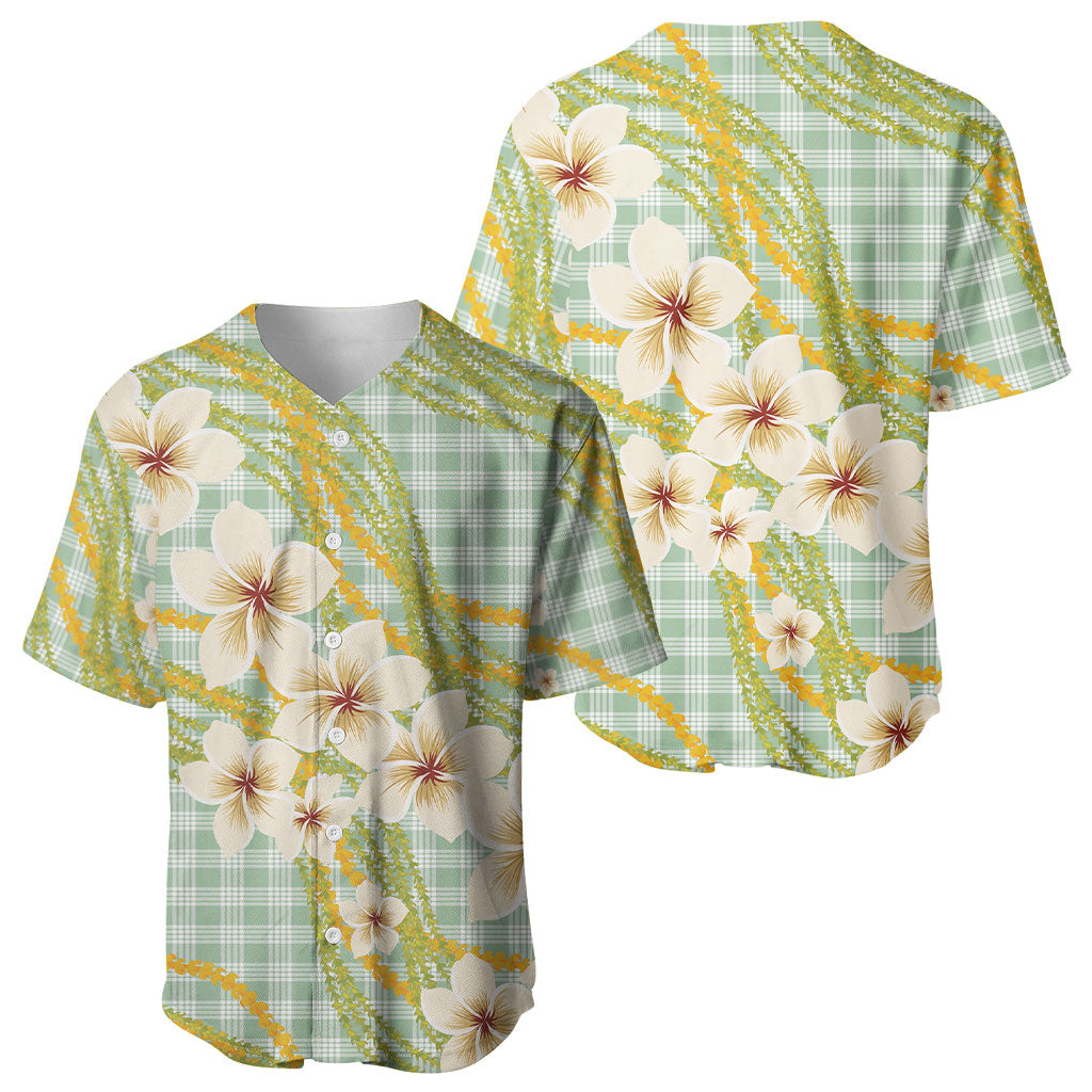 Liko Kukui Hawai'i Palaka Plumeria Baseball Jersey Puakenikeni and Maile Lei