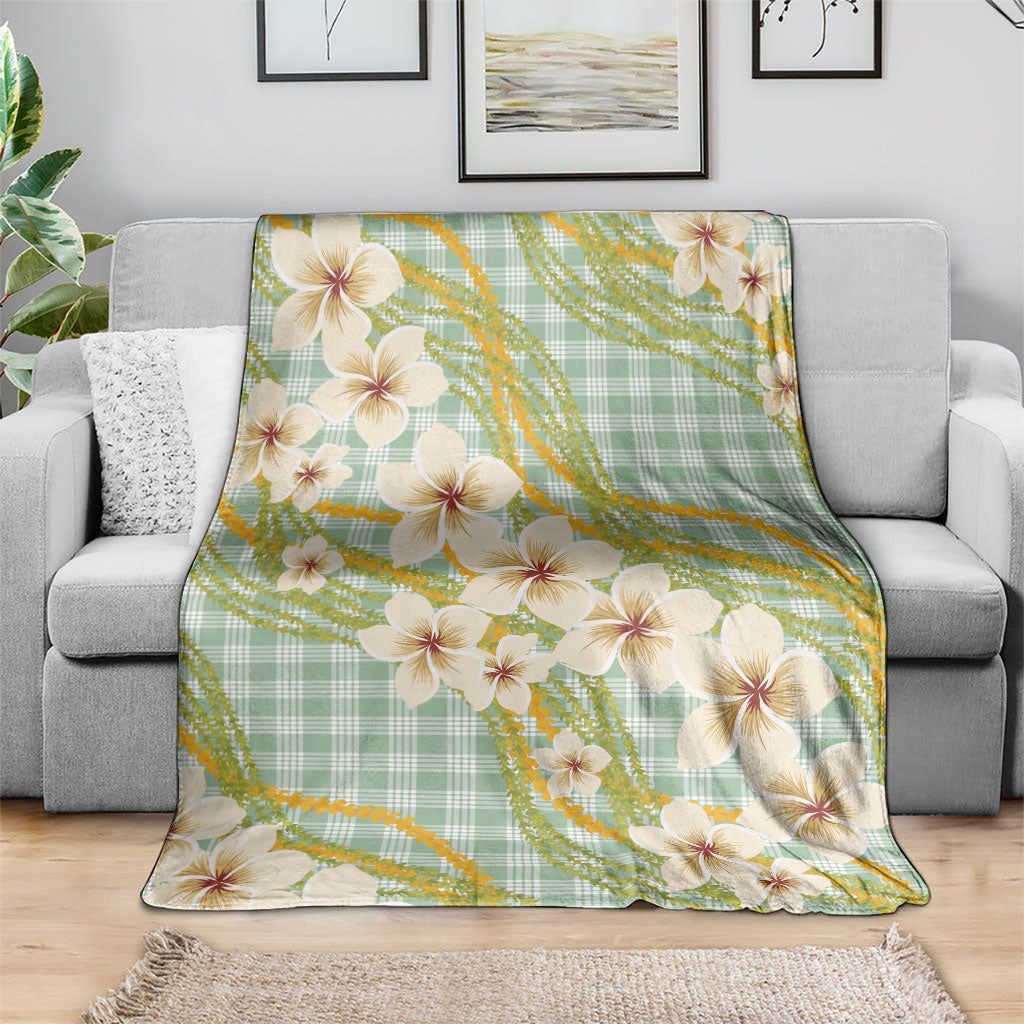 Liko Kukui Hawai'i Palaka Plumeria Blanket Puakenikeni and Maile Lei