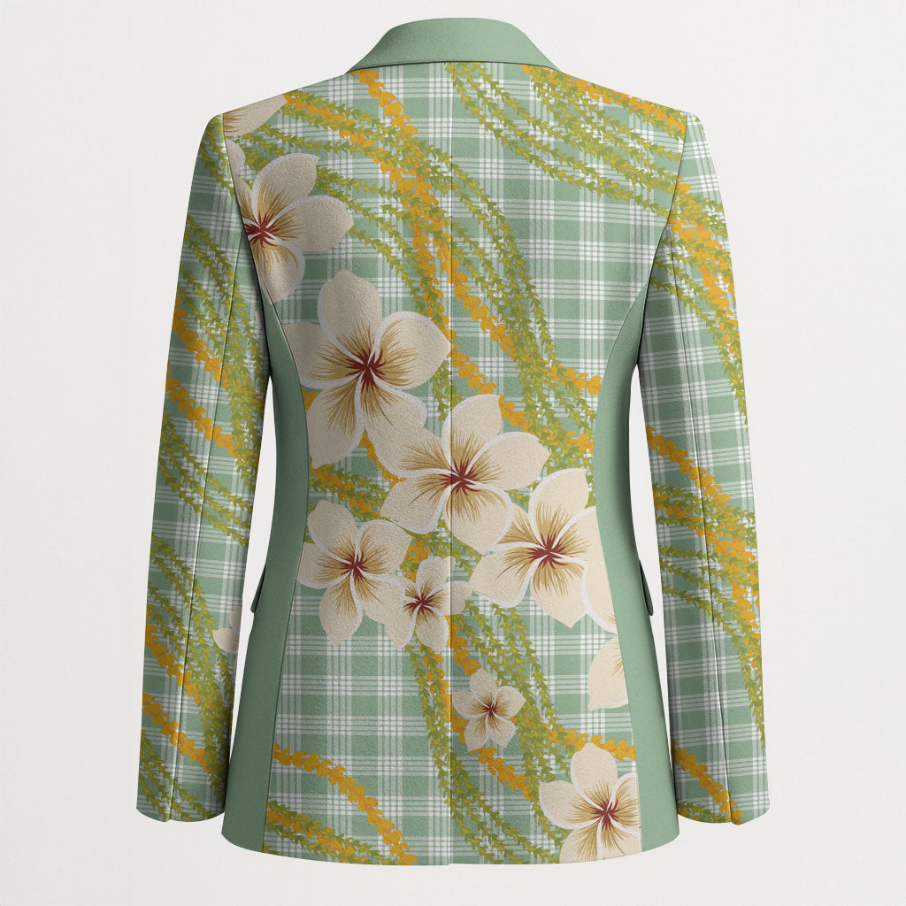 Liko Kukui Hawai'i Palaka Plumeria Blazer Puakenikeni and Maile Lei
