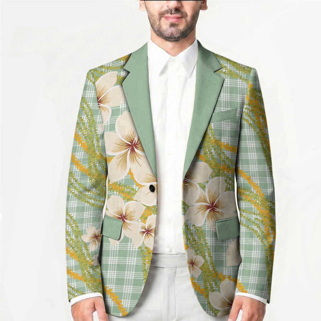Liko Kukui Hawai'i Palaka Plumeria Blazer Puakenikeni and Maile Lei