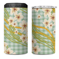 Liko Kukui Hawai'i Palaka Plumeria 4 in 1 Can Cooler Tumbler Puakenikeni and Maile Lei