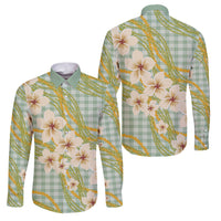 Liko Kukui Hawai'i Palaka Plumeria Family Matching Puletasi and Hawaiian Shirt Puakenikeni and Maile Lei