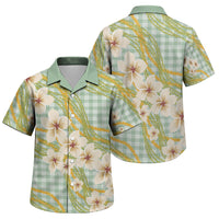 Liko Kukui Hawai'i Palaka Plumeria Family Matching Short Sleeve Bodycon Dress and Hawaiian Shirt Puakenikeni and Maile Lei
