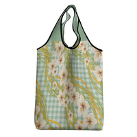 Liko Kukui Hawai'i Palaka Plumeria Grocery Bag Puakenikeni and Maile Lei