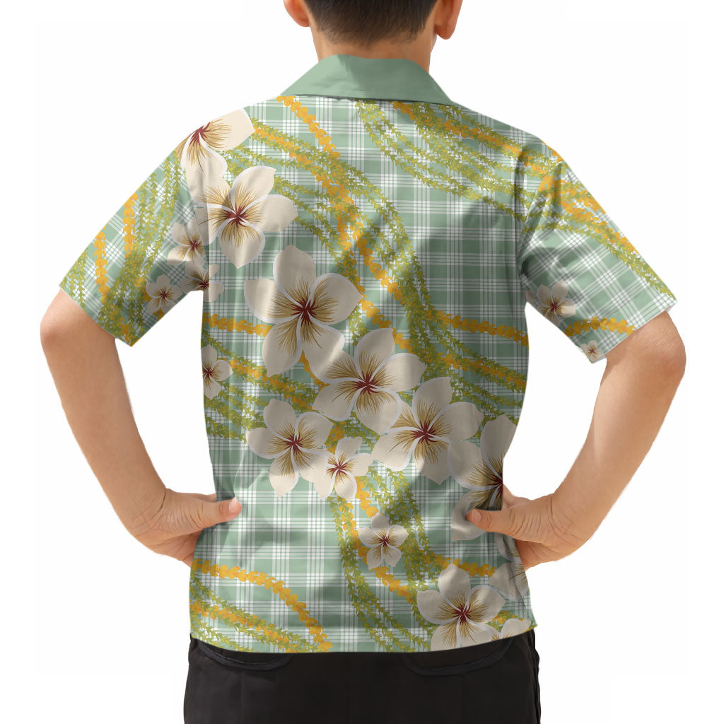 Liko Kukui Hawai'i Palaka Plumeria Hawaiian Shirt Puakenikeni and Maile Lei