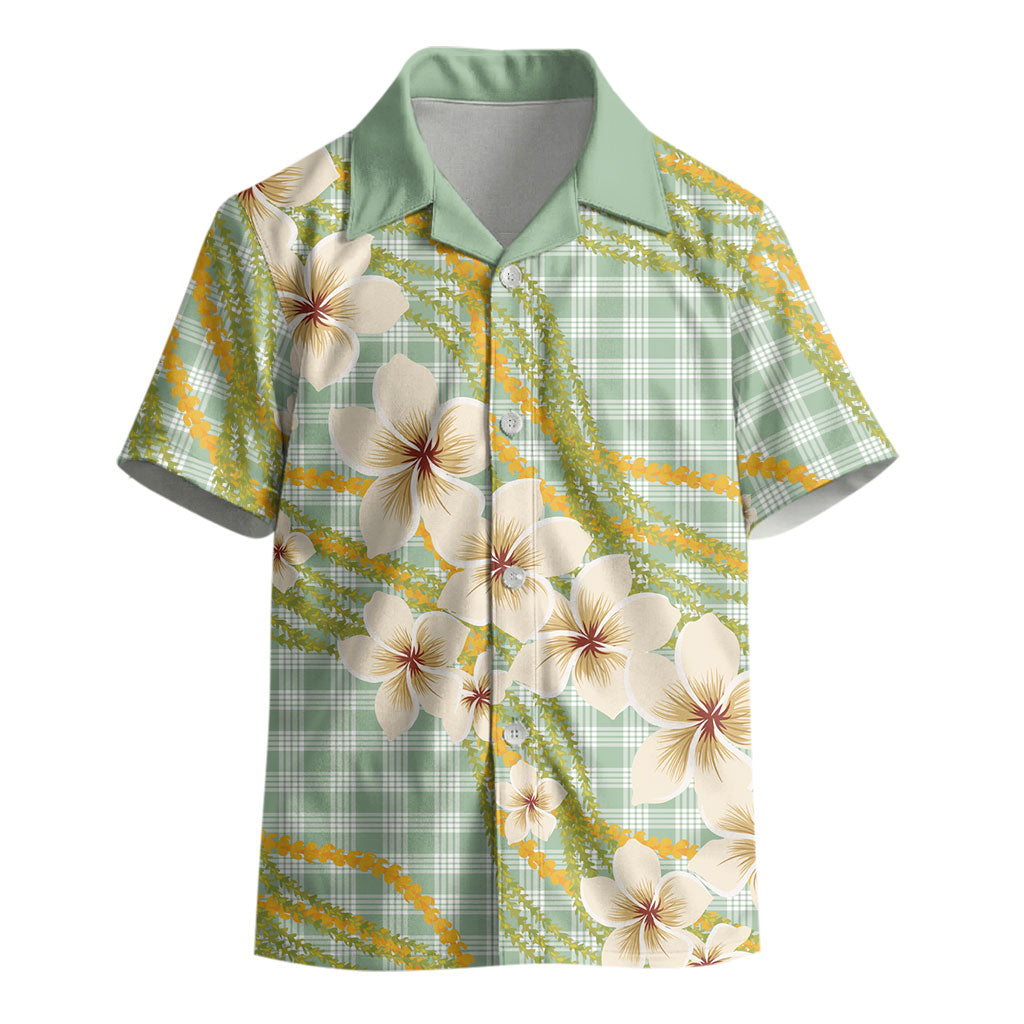 Liko Kukui Hawai'i Palaka Plumeria Kid Hawaiian Shirt Puakenikeni and Maile Lei