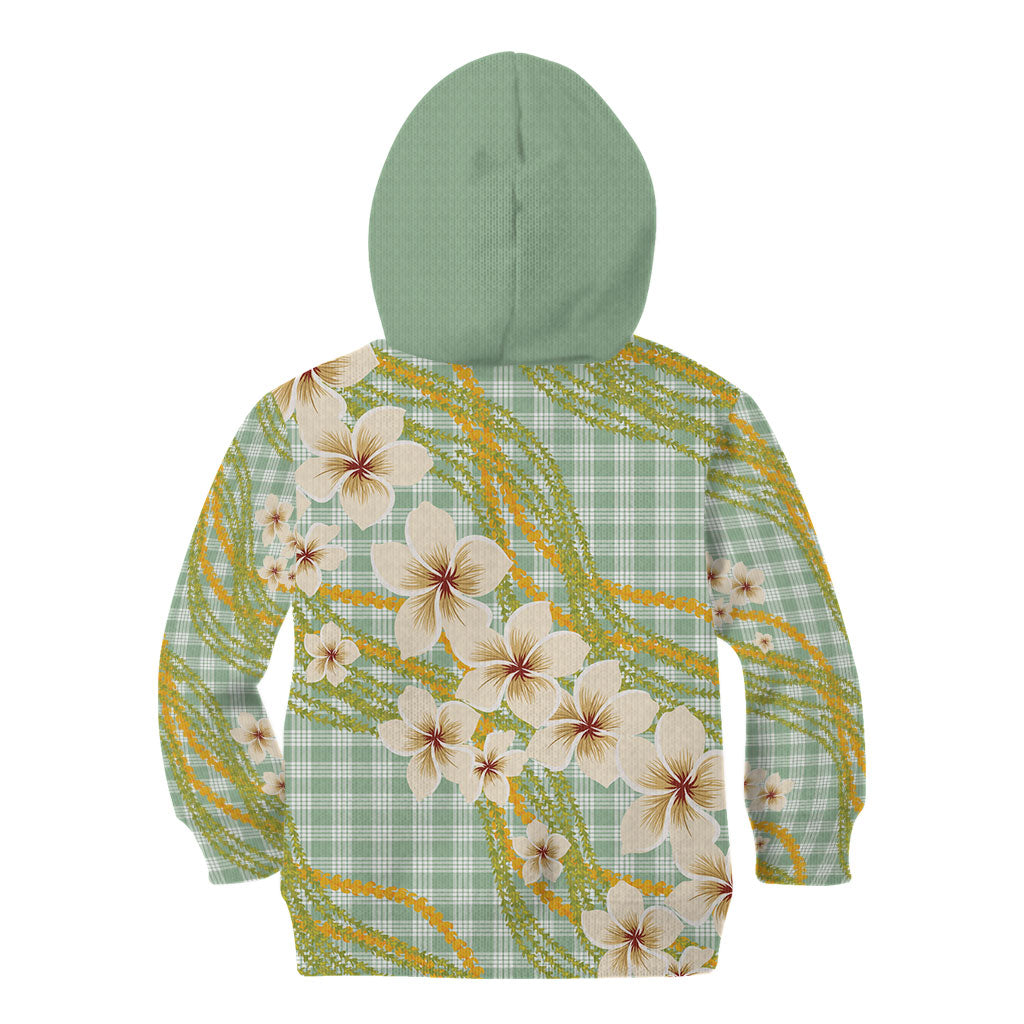 Liko Kukui Hawai'i Palaka Plumeria Kid Hoodie Puakenikeni and Maile Lei