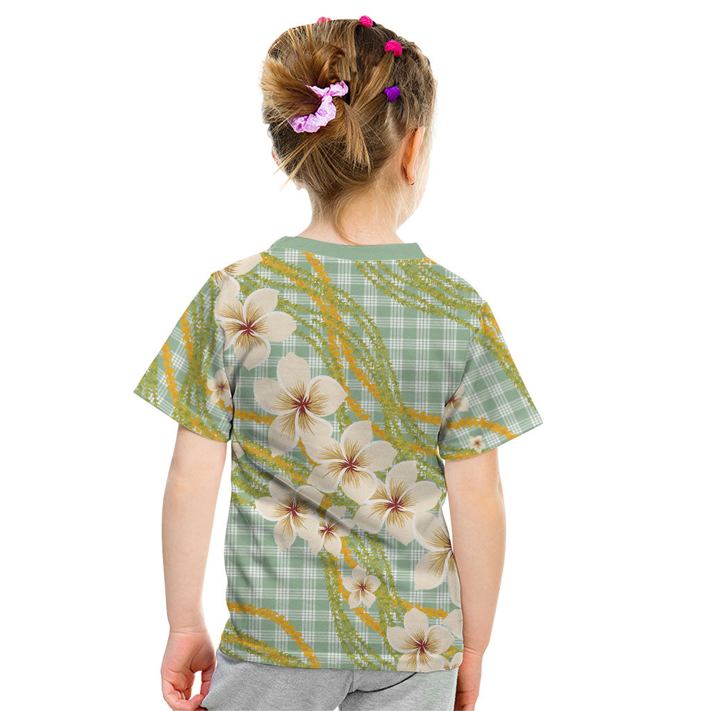 Liko Kukui Hawai'i Palaka Plumeria Kid T Shirt Puakenikeni and Maile Lei