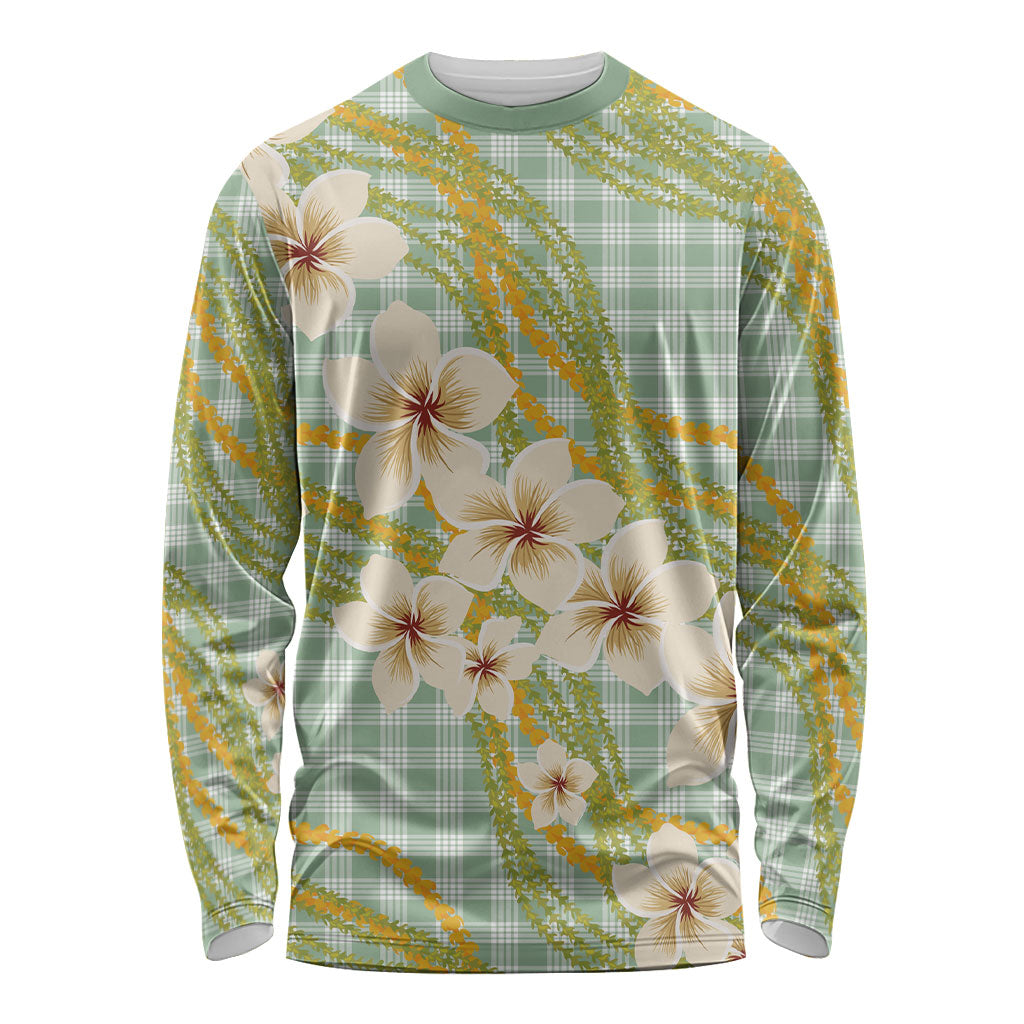 Liko Kukui Hawai'i Palaka Plumeria Long Sleeve Shirt Puakenikeni and Maile Lei