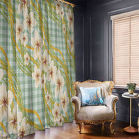 Liko Kukui Hawai'i Palaka Plumeria Window Curtain Puakenikeni and Maile Lei