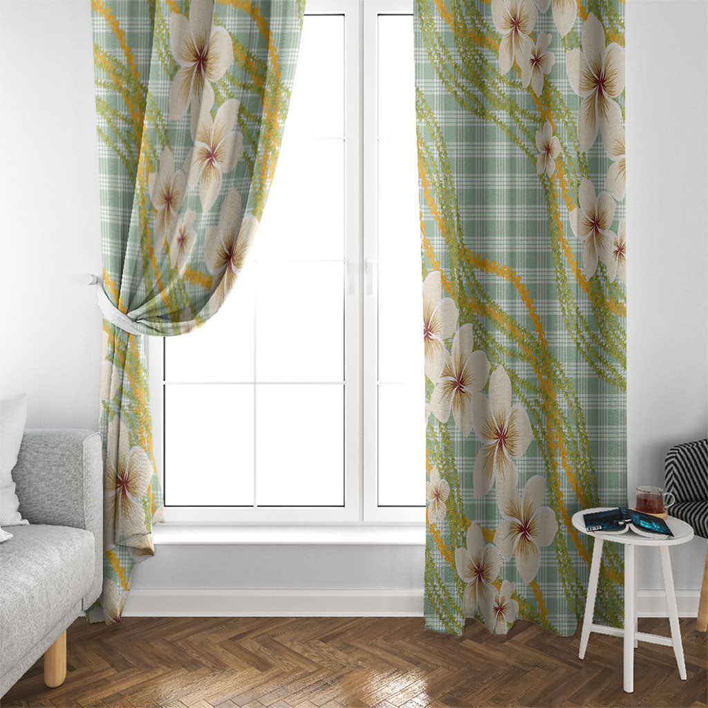 Liko Kukui Hawai'i Palaka Plumeria Window Curtain Puakenikeni and Maile Lei