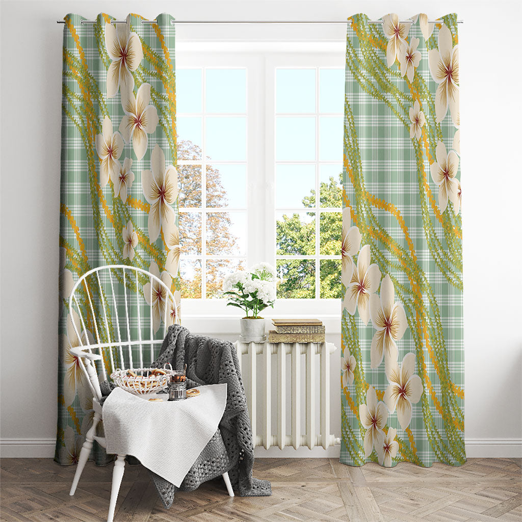 Liko Kukui Hawai'i Palaka Plumeria Window Curtain Puakenikeni and Maile Lei