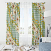 Liko Kukui Hawai'i Palaka Plumeria Window Curtain Puakenikeni and Maile Lei