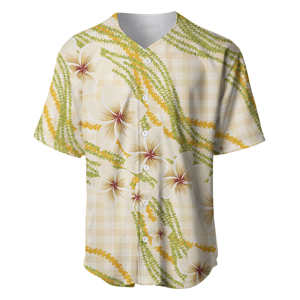 Melemele Ahiahia Hawai'i Palaka Plumeria Baseball Jersey Puakenikeni and Maile Lei