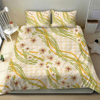 Melemele Ahiahia Hawai'i Palaka Plumeria Bedding Set Puakenikeni and Maile Lei