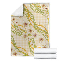 Melemele Ahiahia Hawai'i Palaka Plumeria Blanket Puakenikeni and Maile Lei