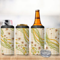 Melemele Ahiahia Hawai'i Palaka Plumeria 4 in 1 Can Cooler Tumbler Puakenikeni and Maile Lei