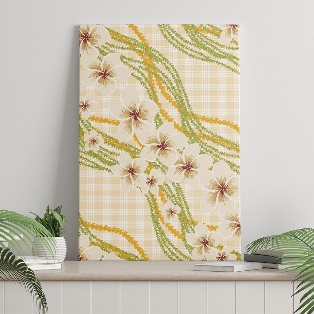 Melemele Ahiahia Hawai'i Palaka Plumeria Canvas Wall Art Puakenikeni and Maile Lei