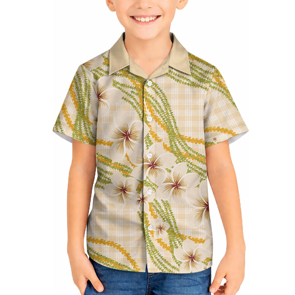 Melemele Ahiahia Hawai'i Palaka Plumeria Hawaiian Shirt Puakenikeni and Maile Lei